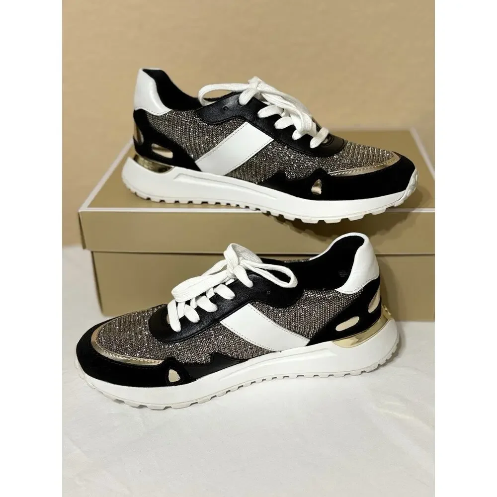 Michael Kors Womens Monroe Trainer Glitter Chain Mesh Sneakers Size US 6 M New